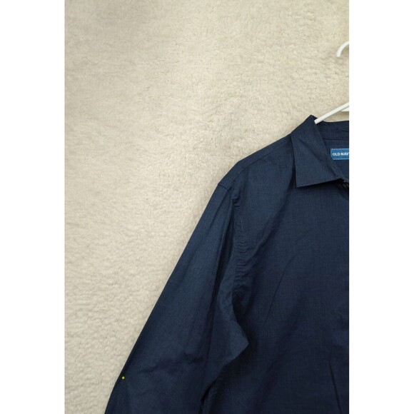 Old Navy Men Shirt Large Blue Cotton Blend Long Sleeve Button Down Regular Fit - Picture 2 of 16